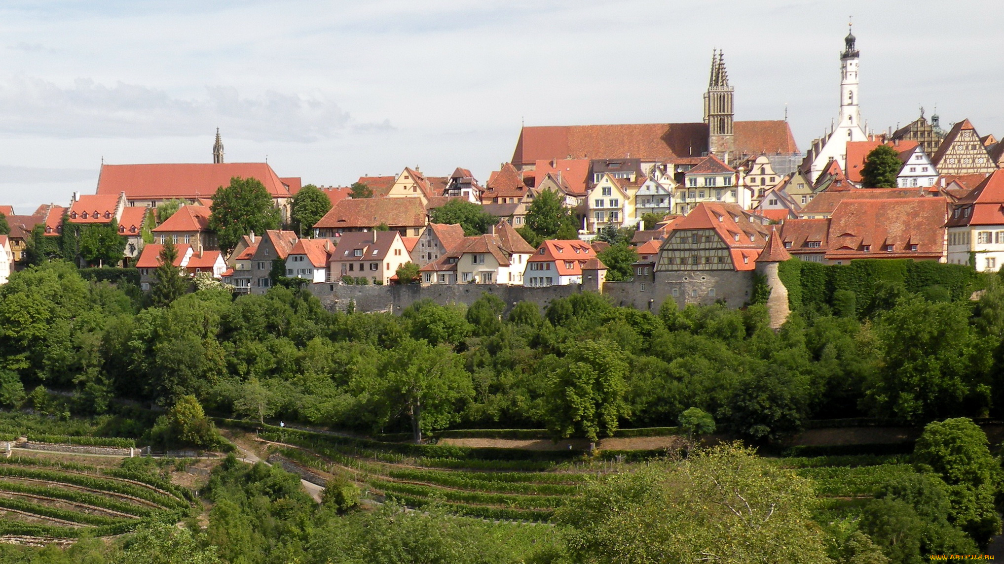 города, панорамы, германия, rothenburg