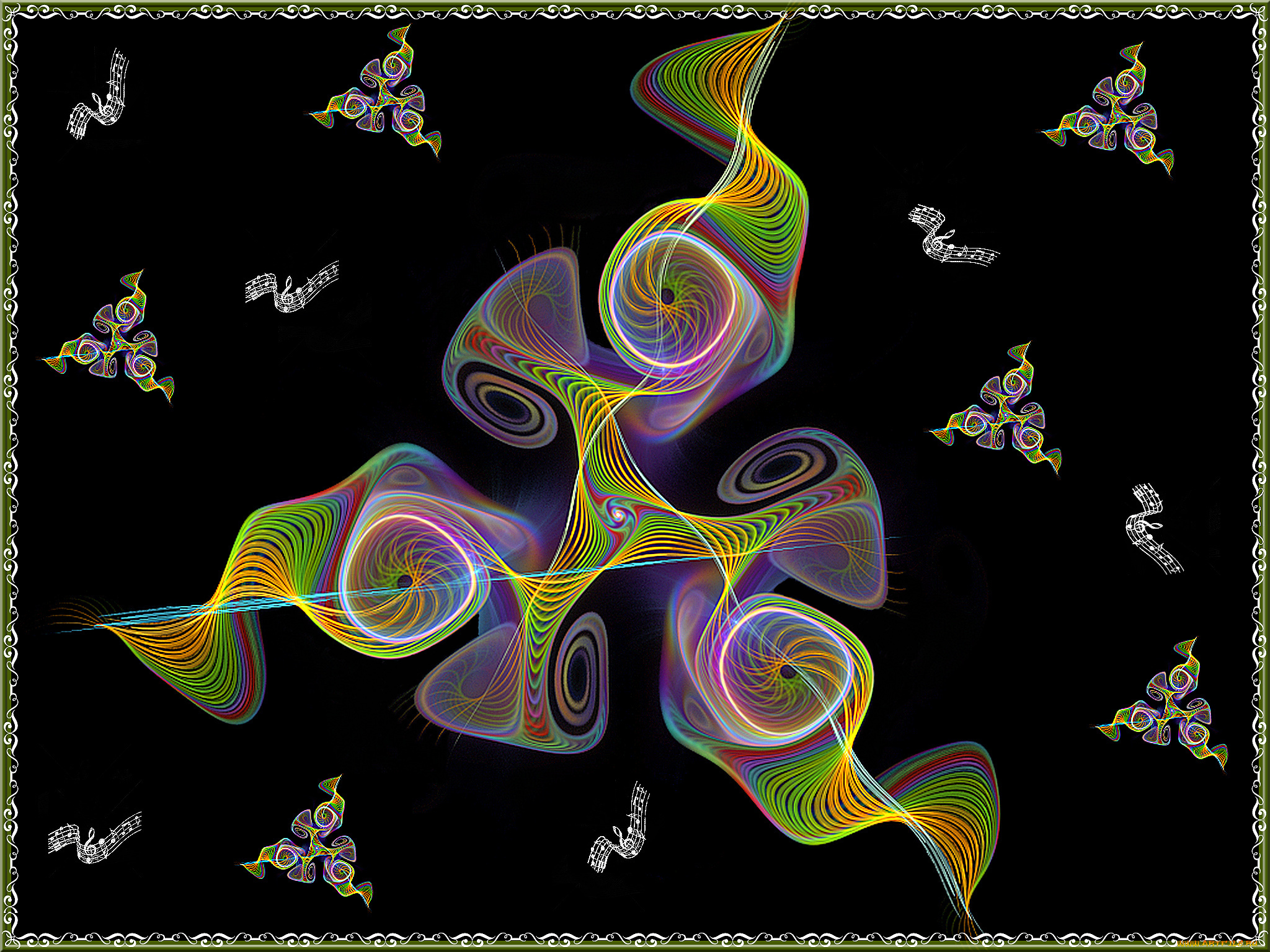 3д, графика, fractal, фракталы, узор, цвета, фон