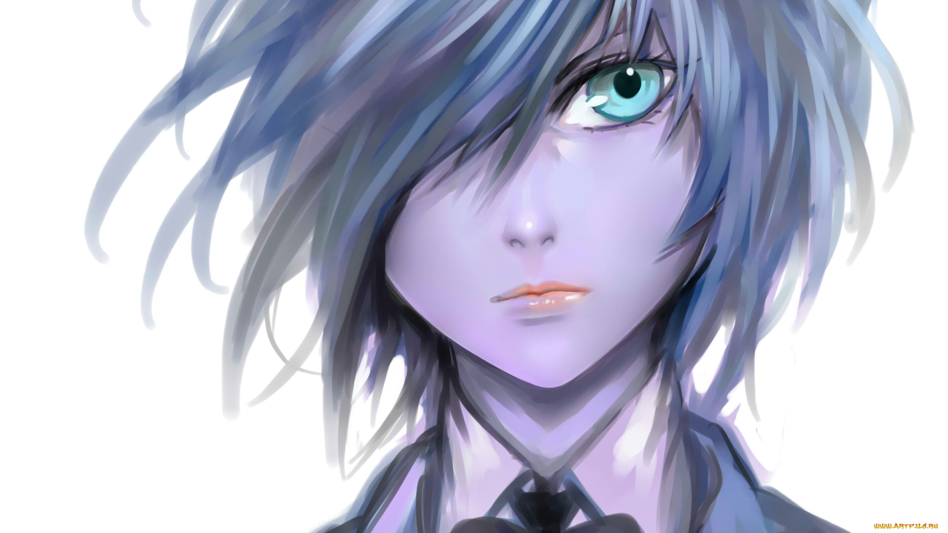 аниме, *unknown, , другое, лицо, парень, волосы, синие