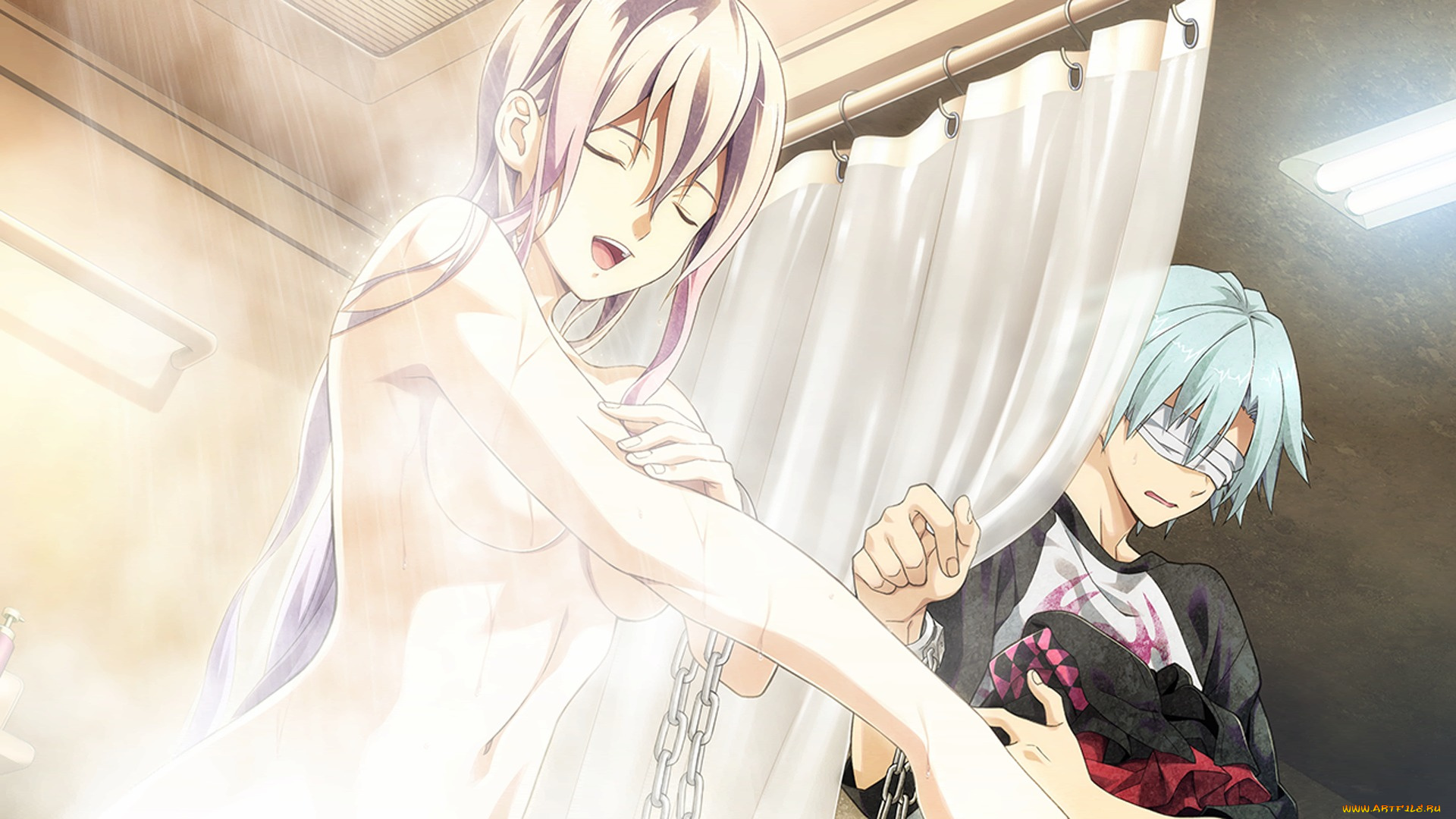 disorder, 6, аниме, *unknown, , другое, shiina, joe, парень, девушка, душ, вода, пена, повязка, одежда, disorder, 6