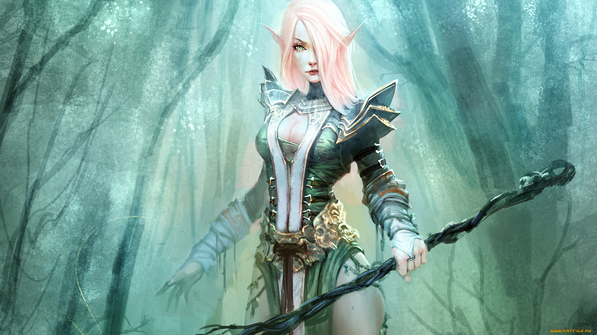 фэнтези, эльфы, посох, уши