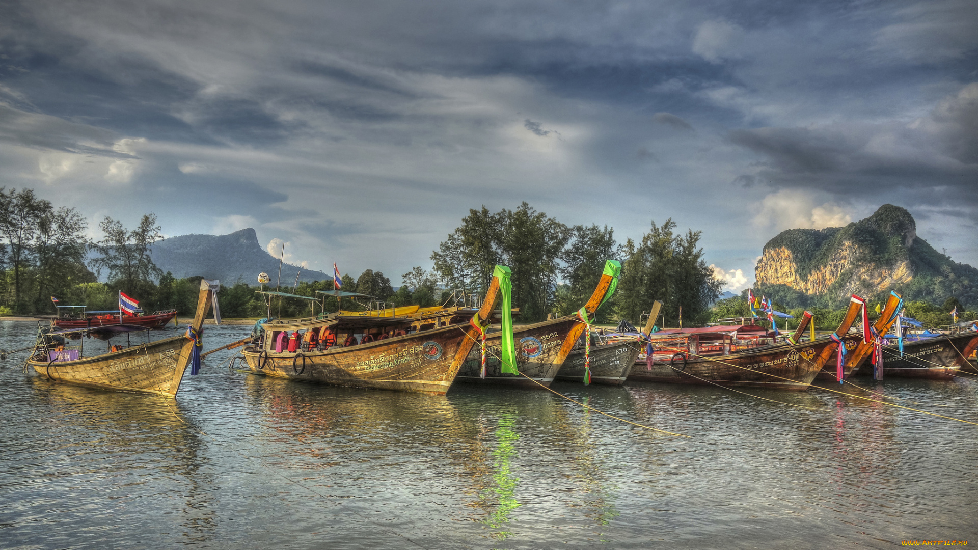 корабли, лодки, , шлюпки, река, горы