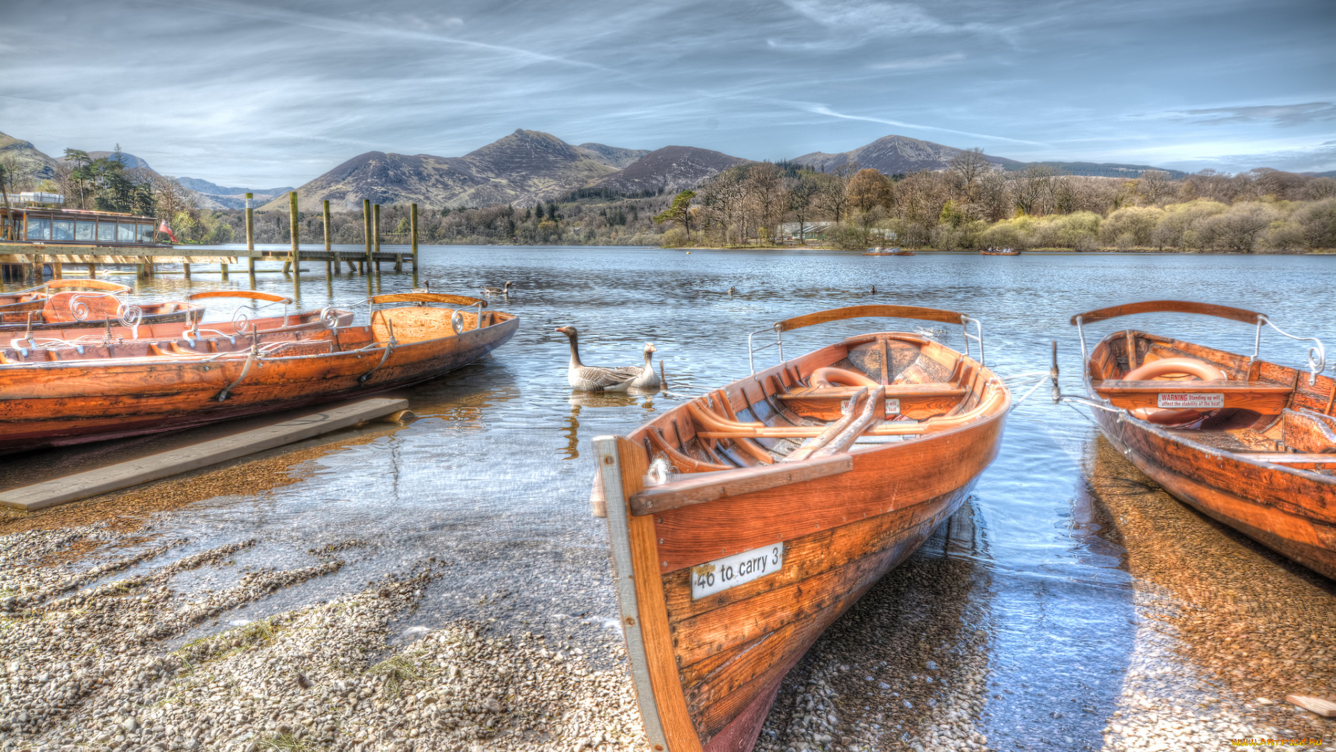 корабли, лодки, , шлюпки, река, горы