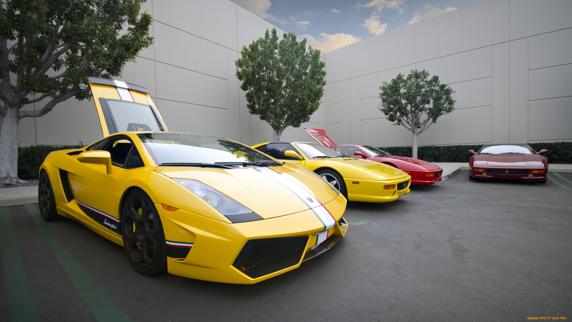 lamborghini, &, ferraris, автомобили, разные, вместе, авто, улица