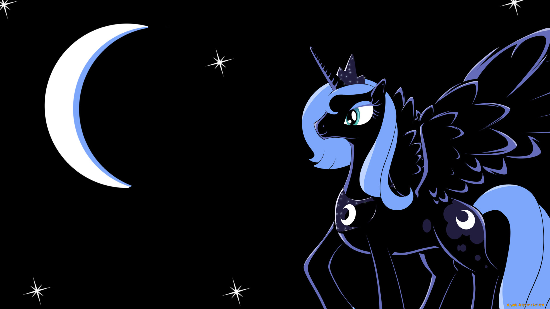 мультфильмы, my, little, pony, пони, звезды, пегас, луна