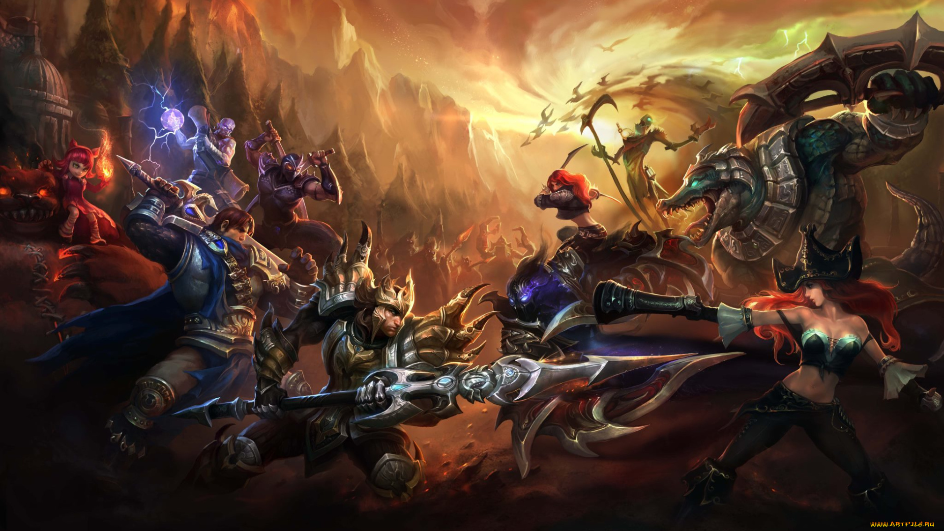 видео, игры, league, of, legends, арт, jarvan, iv, vs, nocturne, league, of, legends, персонажи, битва