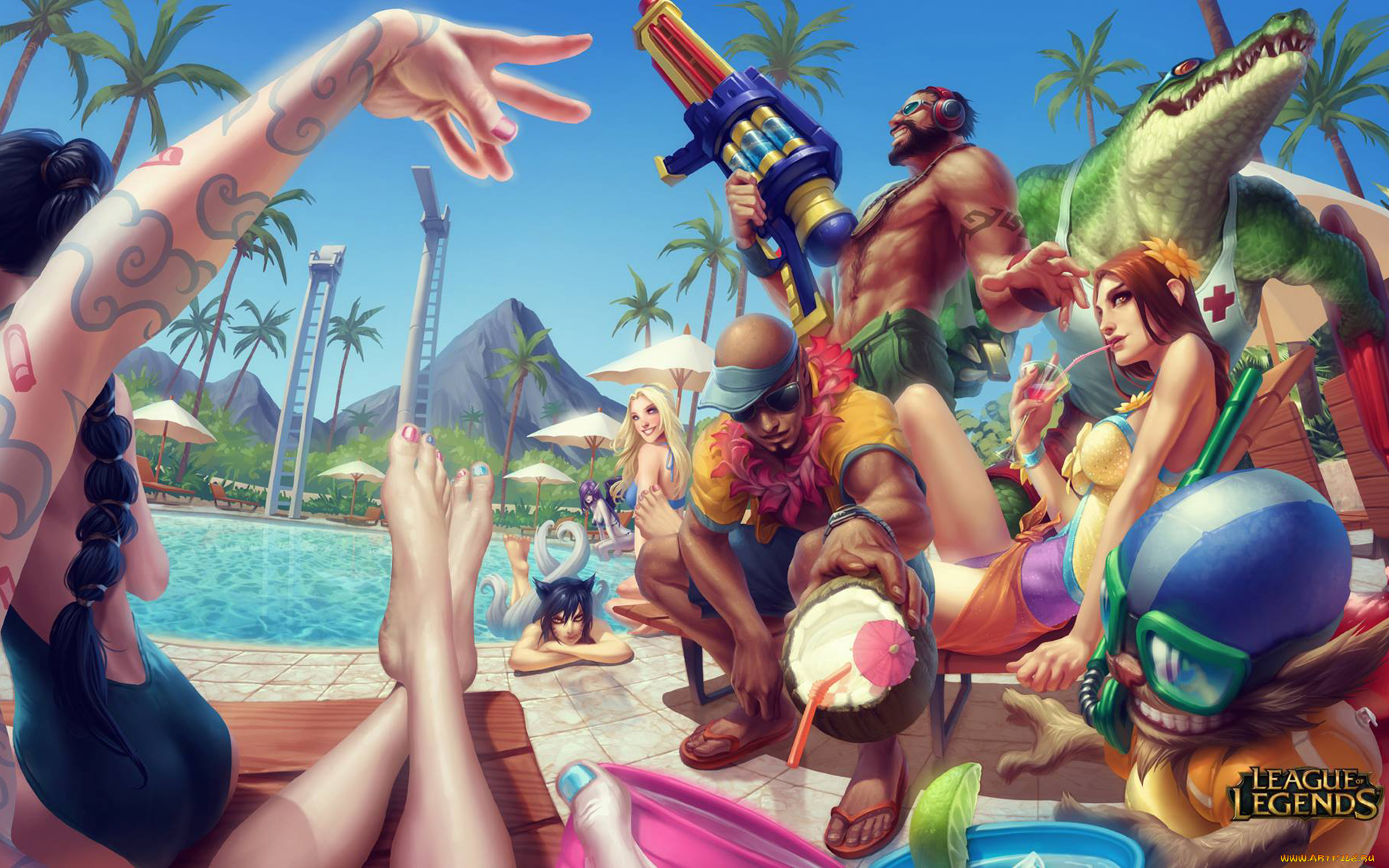 видео, игры, league, of, legends, lol, league, of, legends, бассейн, party