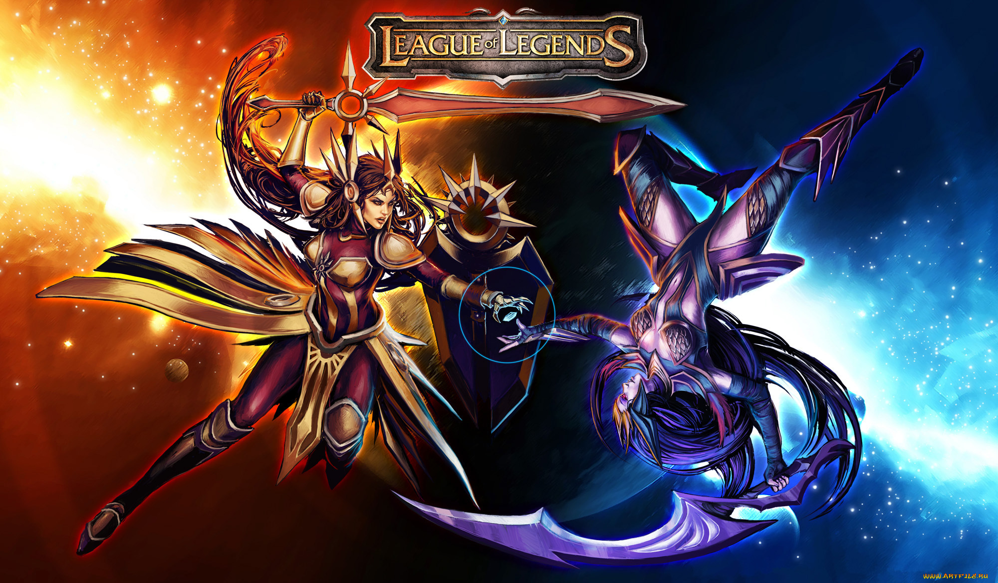 видео, игры, league, of, legends, riot, games, лига, легенд, thq, лол, diana, -, scorn, of, the, moon, leona, radiant, dawn, league, legends, lol