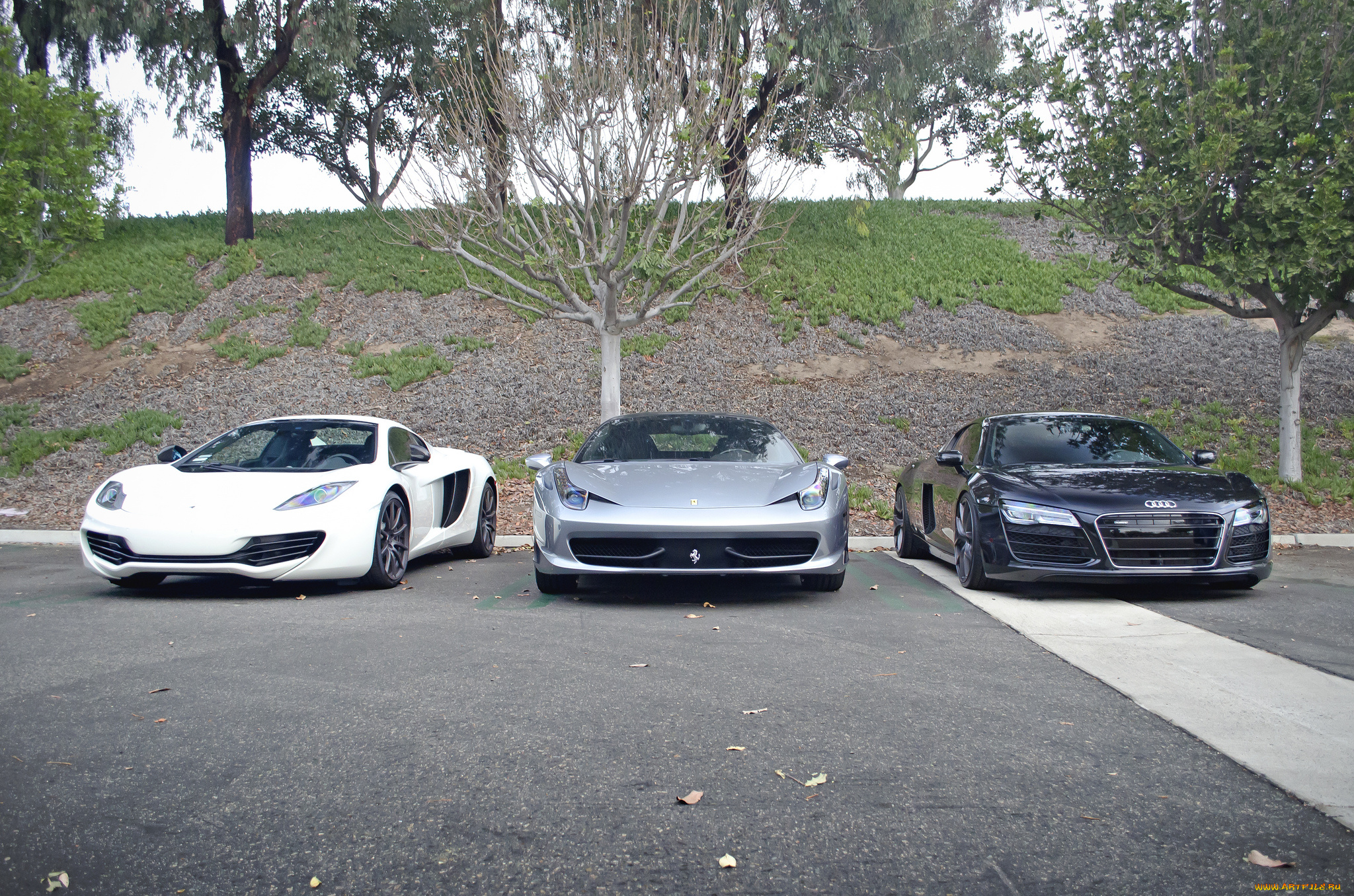 mclaren, mp4-12c, , ferrari, 458, italia, , and, audi, r8, автомобили, разные, вместе, улица, авто