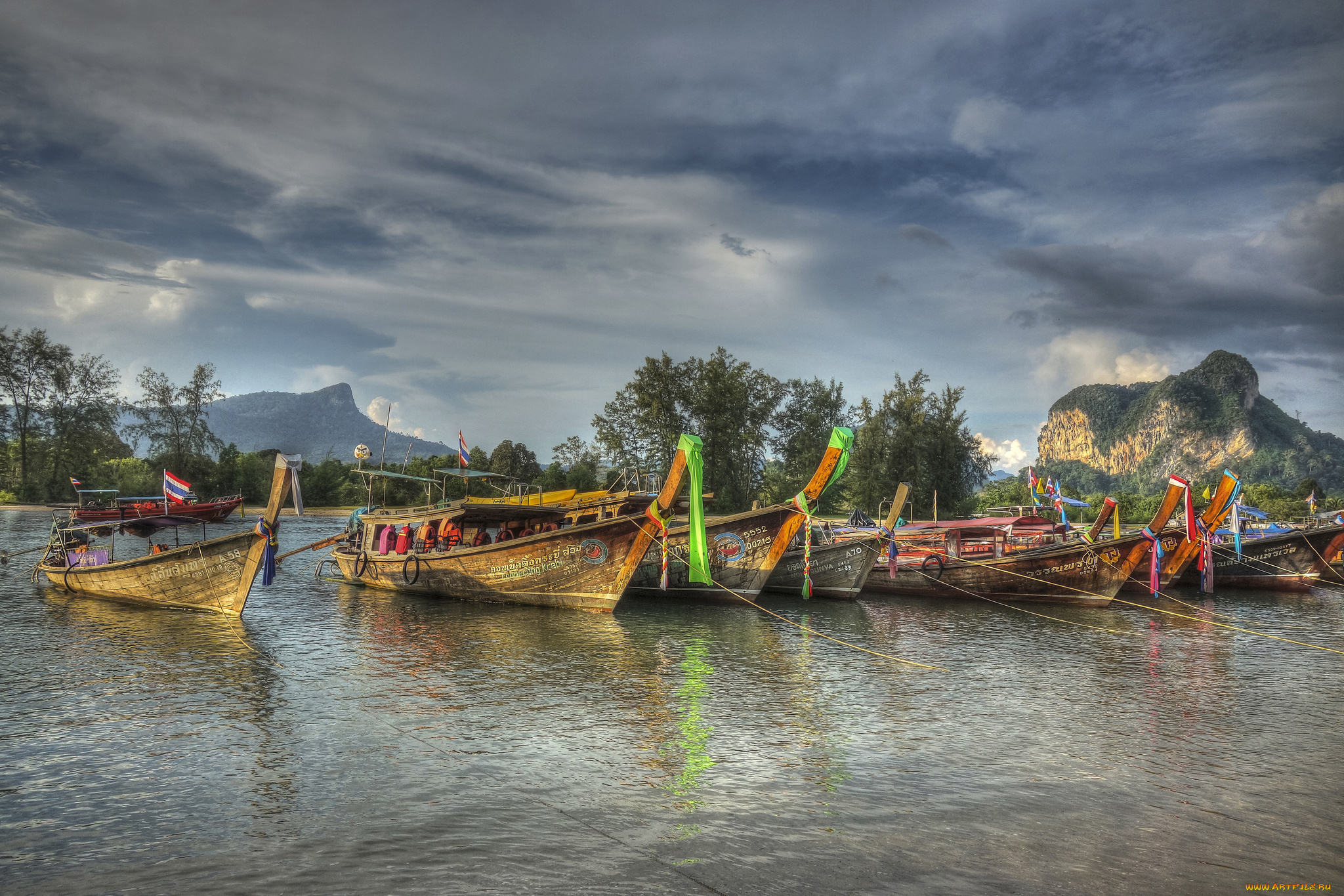 корабли, лодки, , шлюпки, река, горы