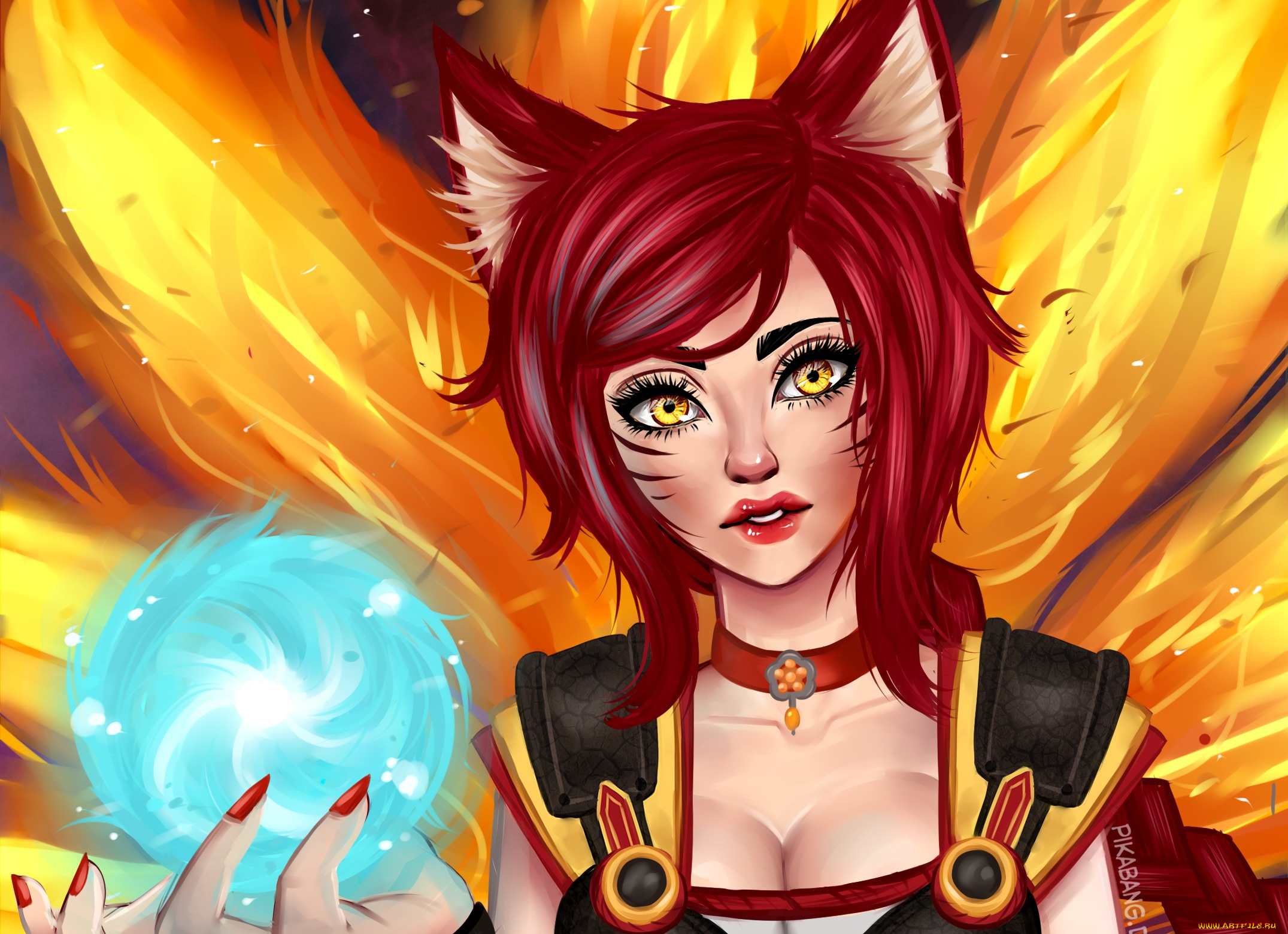 видео, игры, league, of, legends, магия, firefox, ахри, ahri, league, of, legends