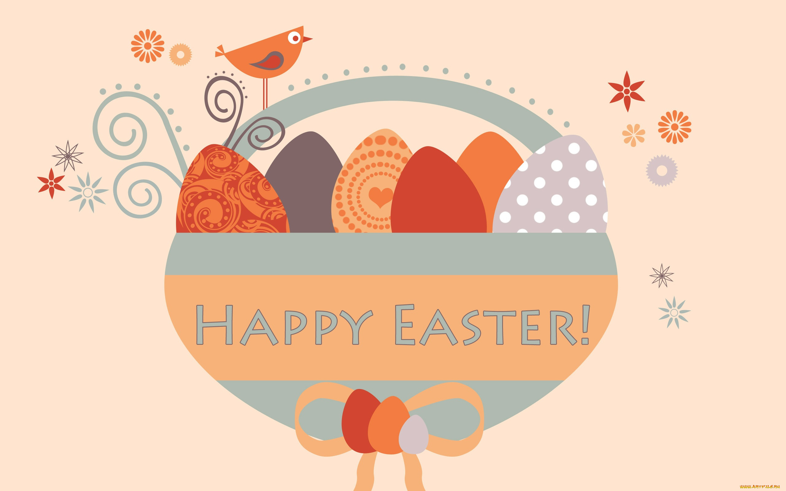 праздничные, пасха, цветы, яйца, птичка, корзина