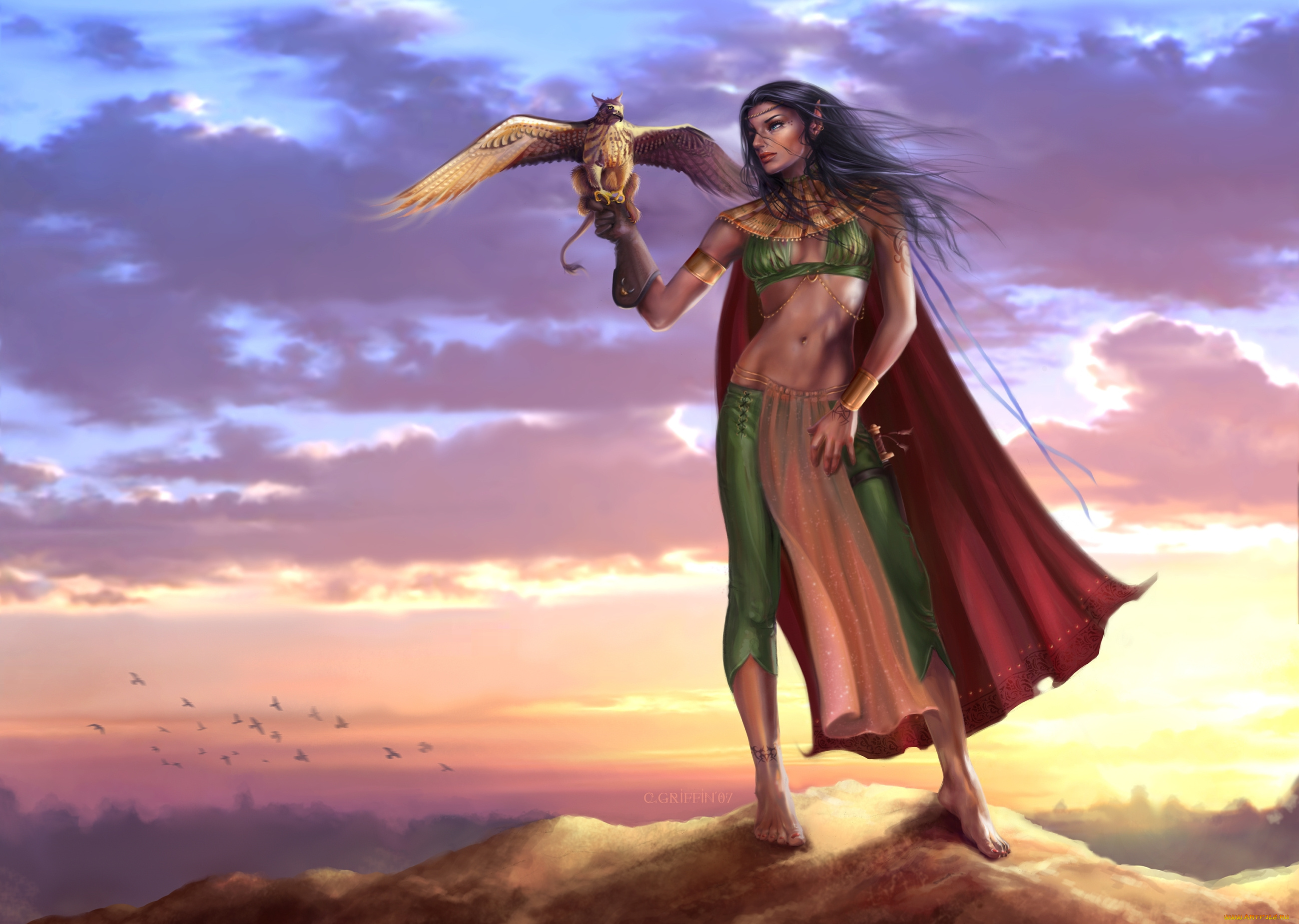 фэнтези, эльфы, наряд, птица