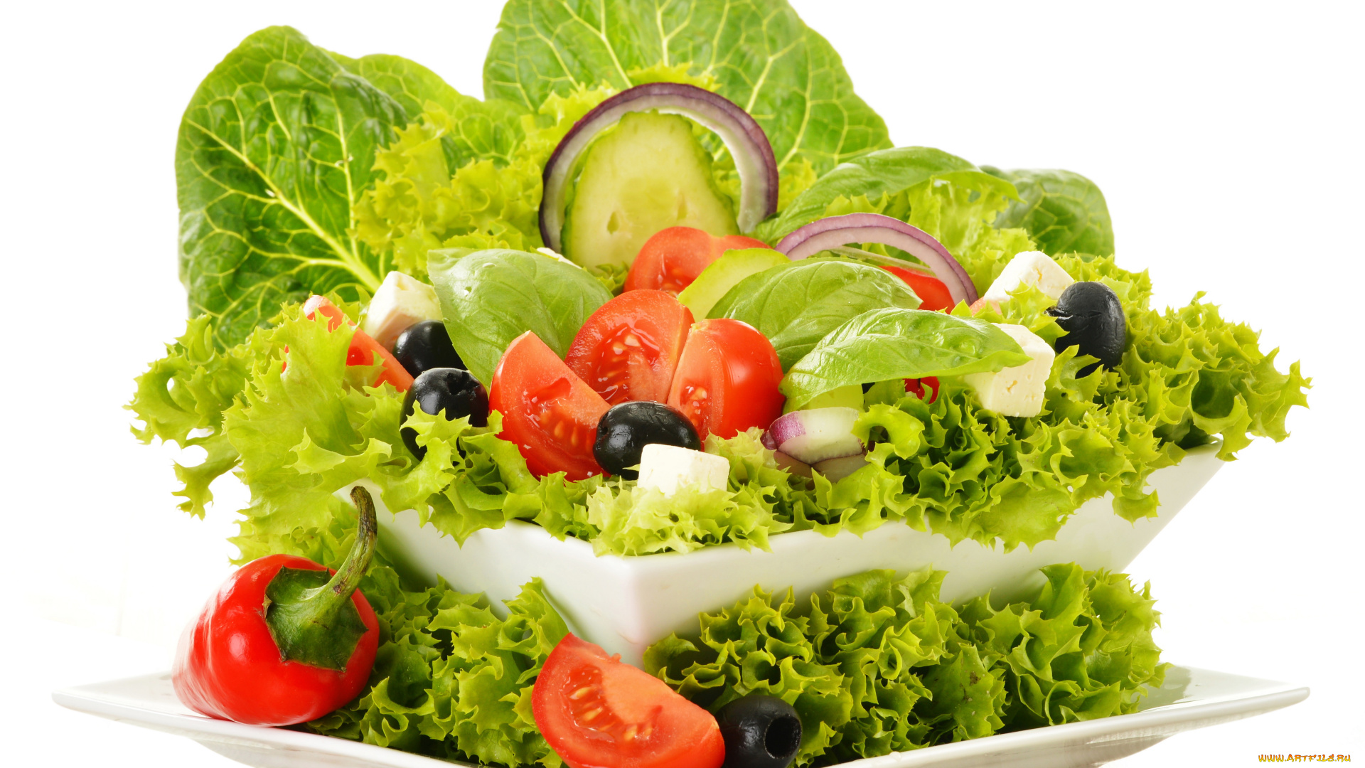 еда, салаты, , закуски, лук, перец, помидоры, овощи, салат