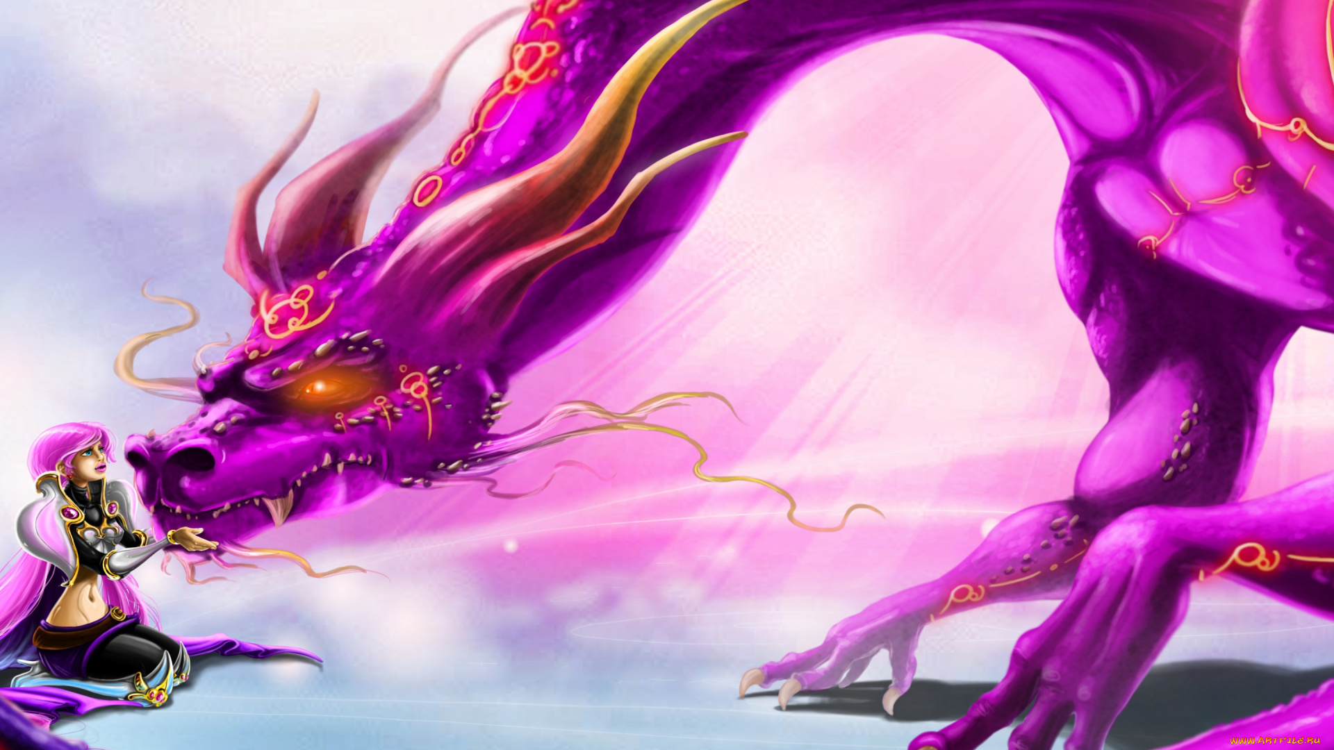 фэнтези, красавицы, и, чудовища, дракон, узоры, морда, девушка, фантастика