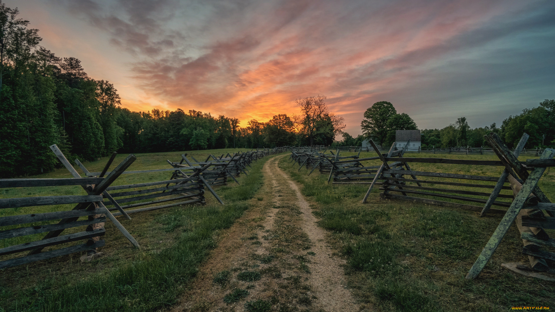 природа, дороги, ограда, поле, тракт