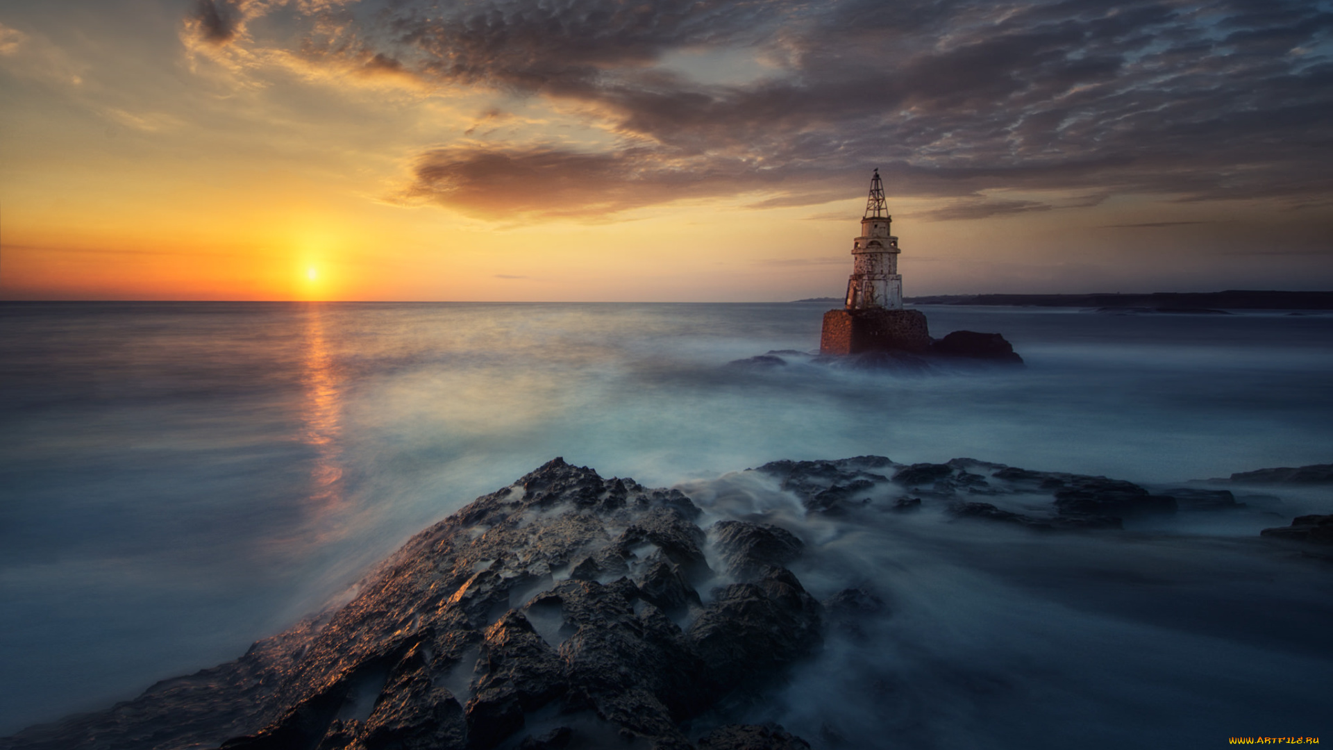природа, маяки, рассвет