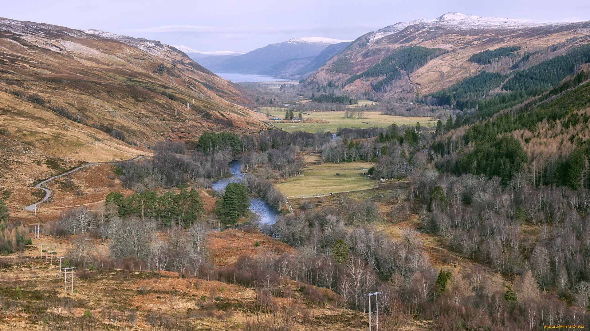 природа, пейзажи, горы, лес, река, панорама