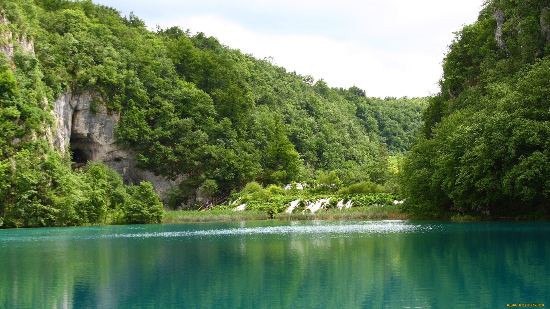 природа, реки, озера, деревья, горы, зелень, озеро, пещера, скалы