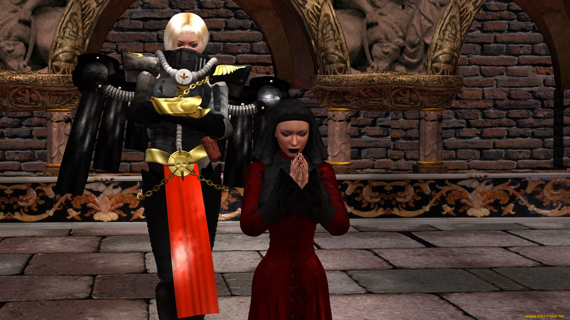 видео, игры, dark, heresy, девушки, взгляд, фон