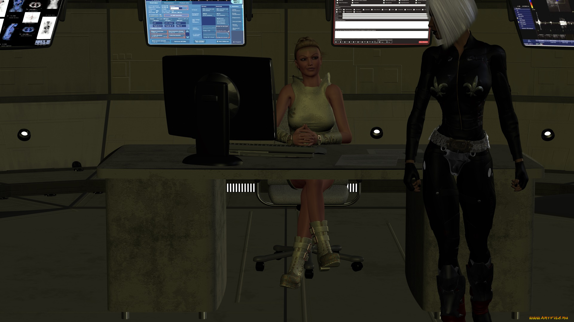 видео, игры, dark, heresy, девушки, взгляд, фон