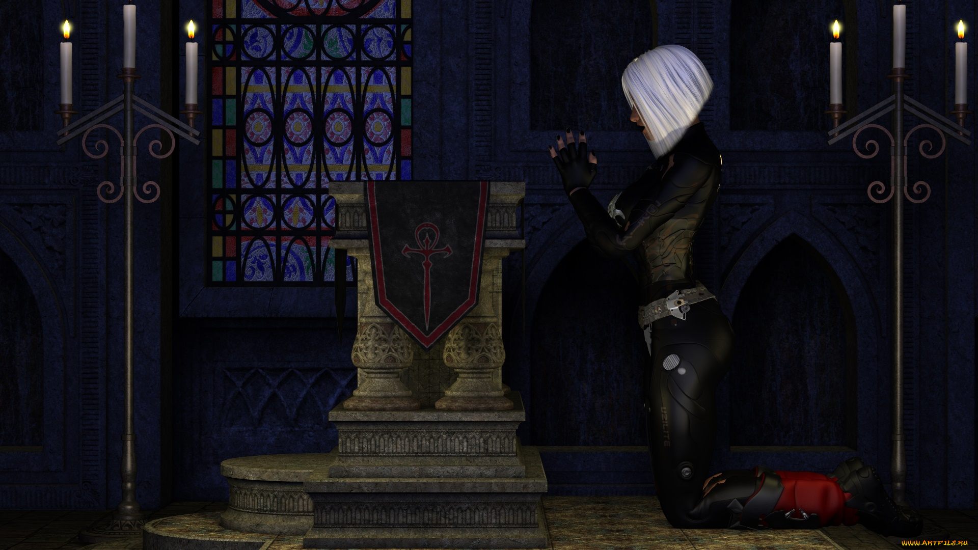 видео, игры, dark, heresy, фон, взгляд, девушка, свечи