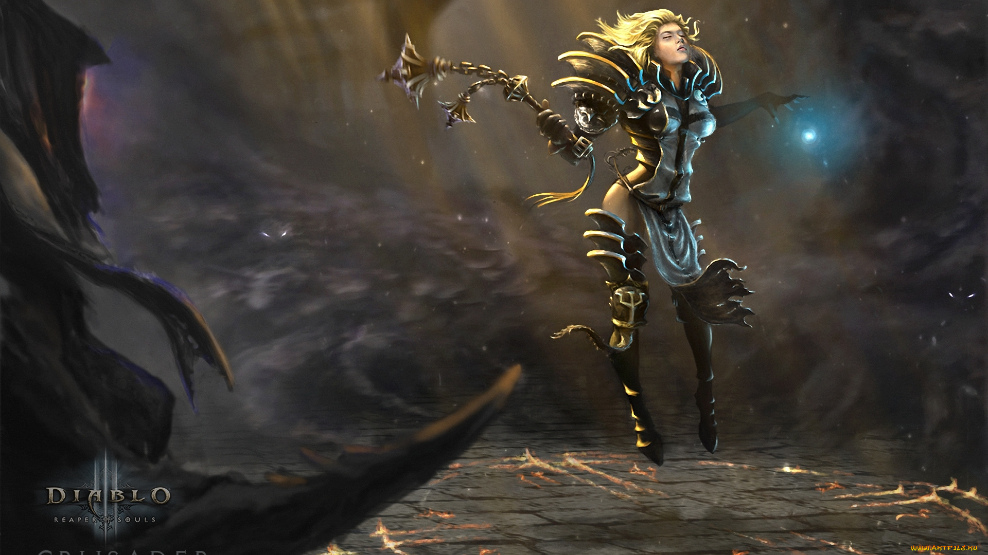 видео, игры, diablo, iii, , reaper, of, souls, оружие, reaper, of, souls, магия, девушка, свет