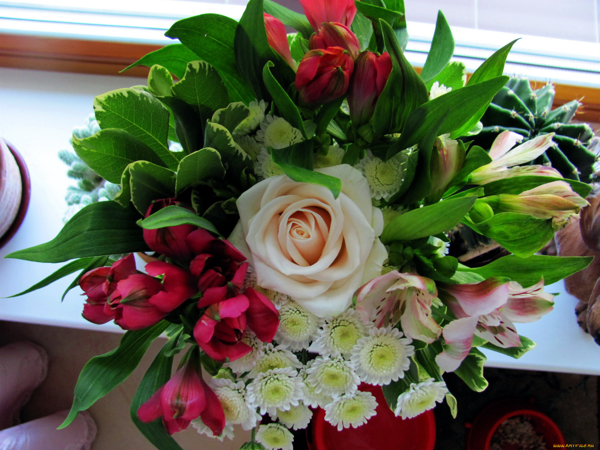 цветы, букеты, , композиции, хризантемы, альстромерия, роза