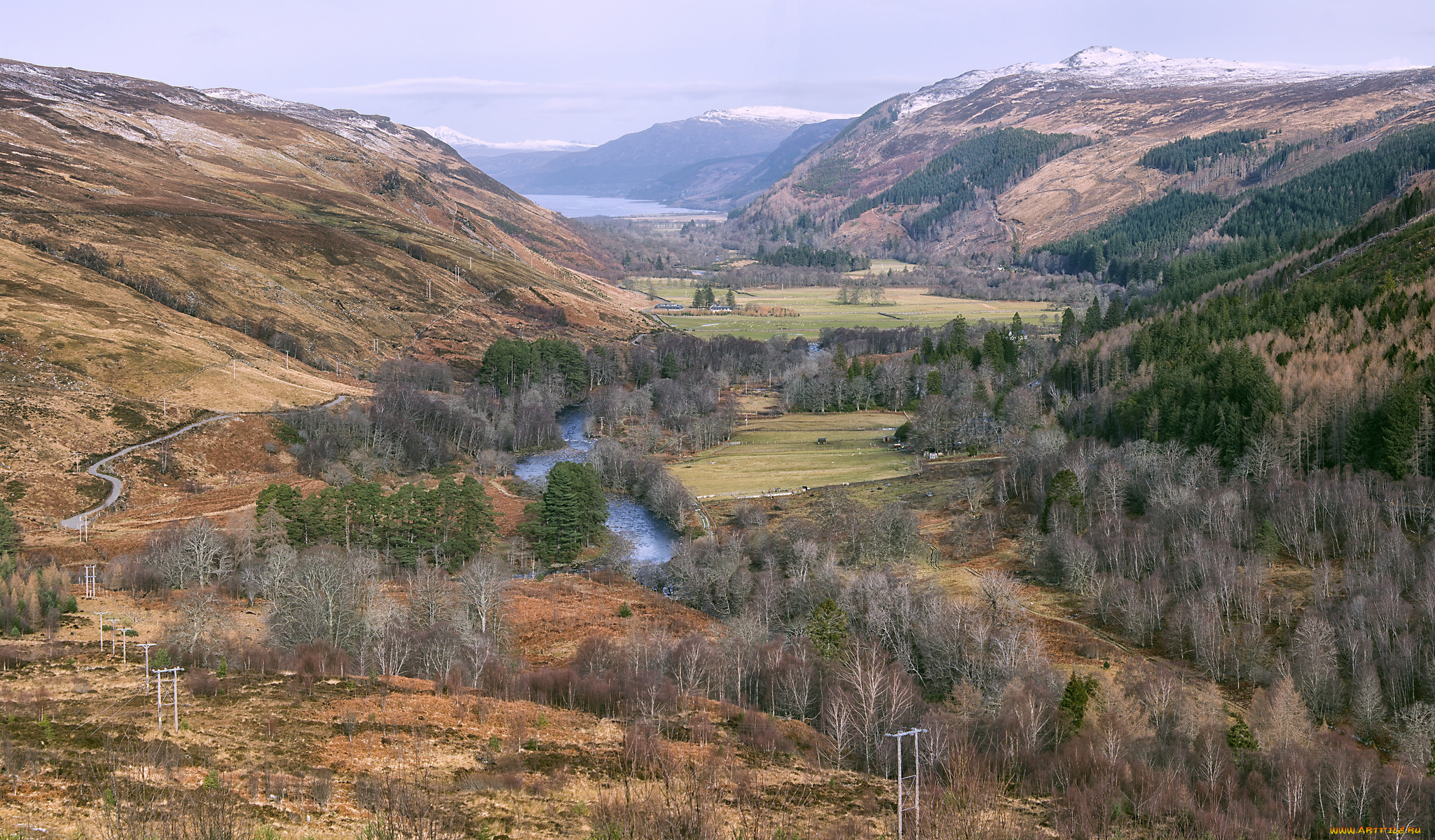 природа, пейзажи, горы, лес, река, панорама