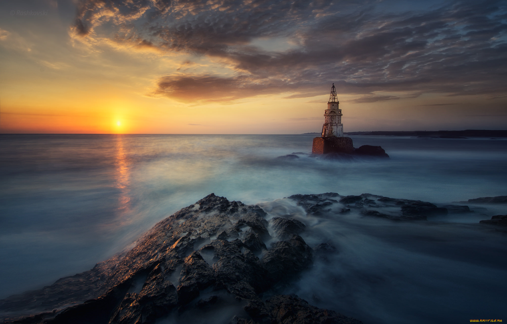 природа, маяки, рассвет