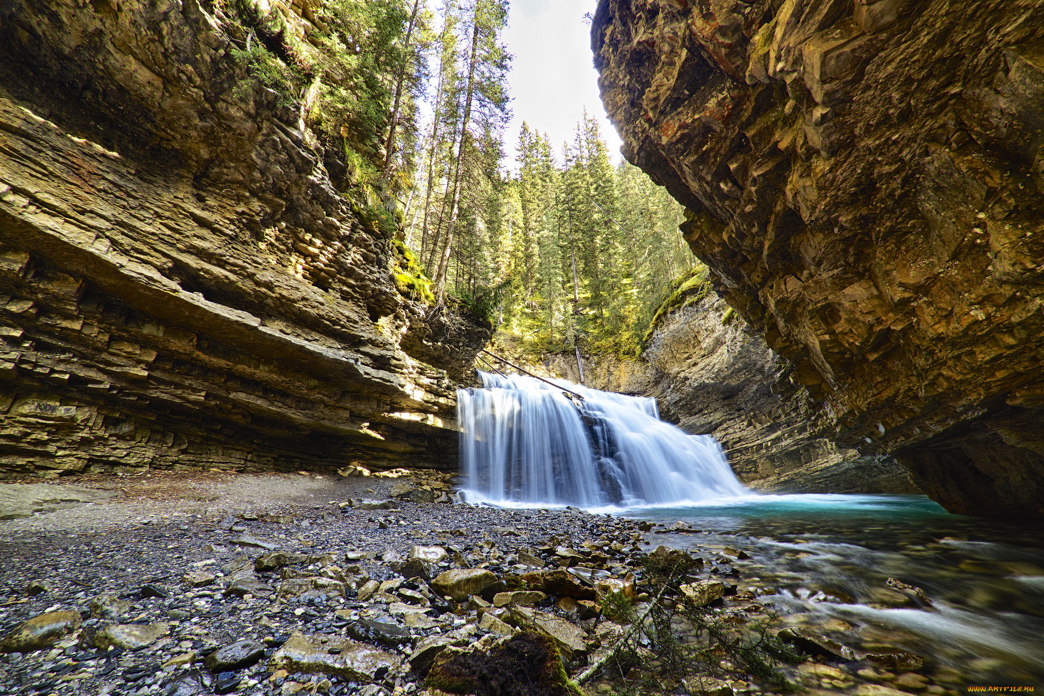 природа, водопады, водопад, река, лес