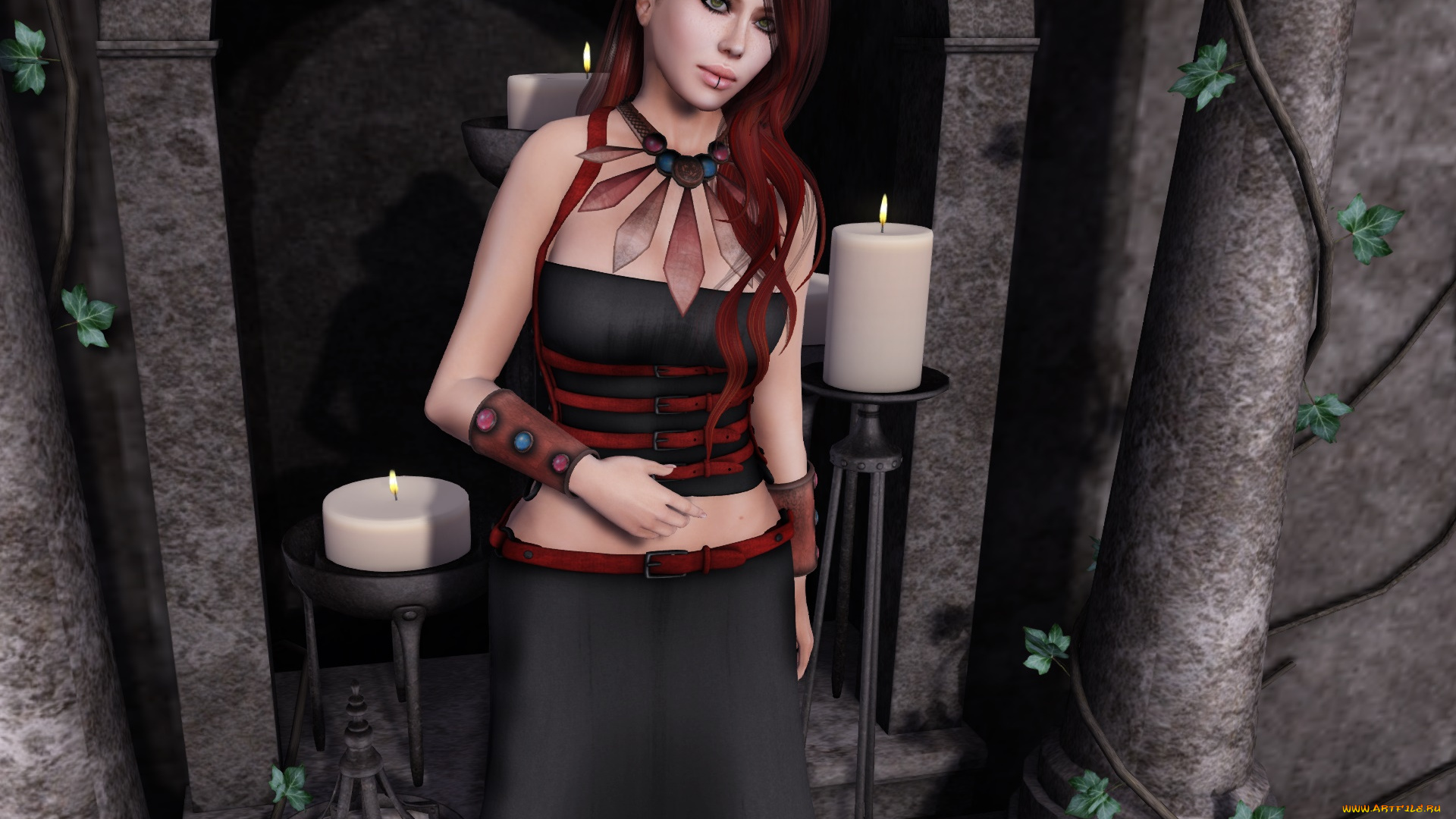 3д, графика, люди, , people, фон, взгляд, девушка, свечи