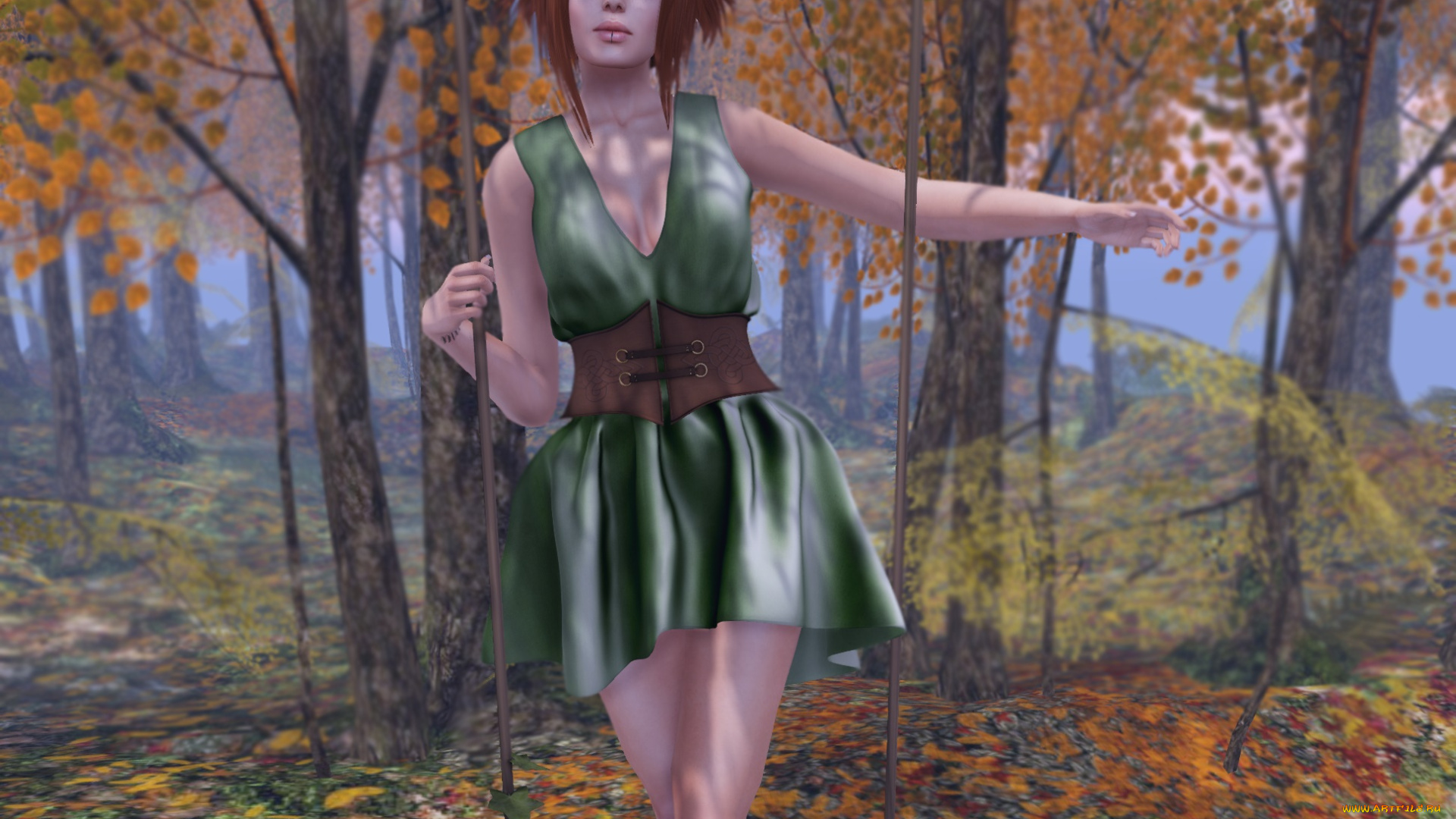 3д, графика, люди, , people, взгляд, рыжая, девушка, фон