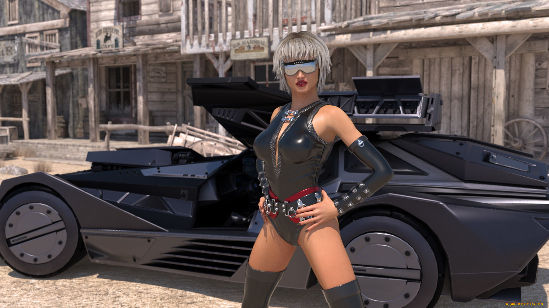 3д, графика, люди-авто, мото, , people-, car, , , moto, фон, взгляд, девушка, автомобиль