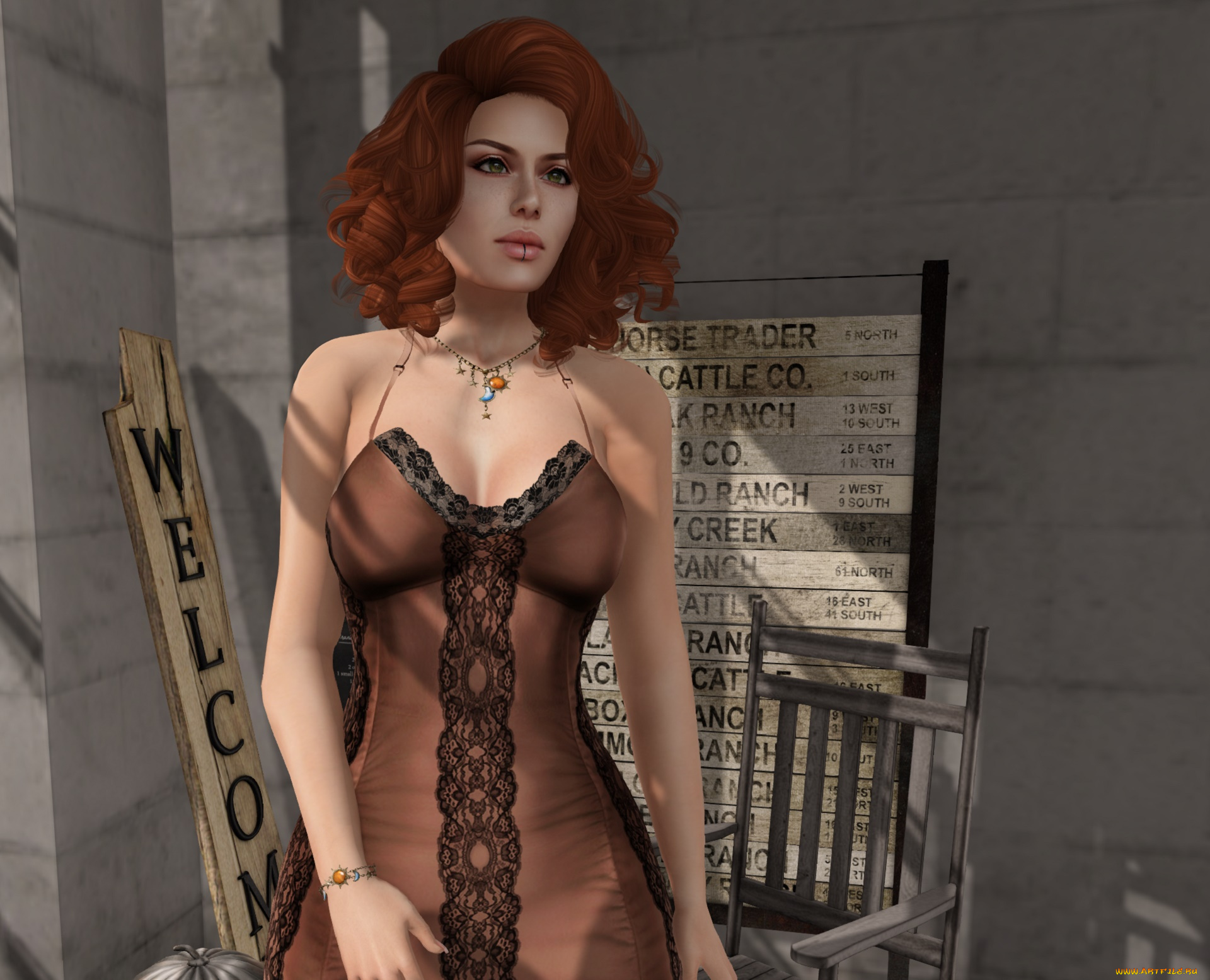 3д, графика, люди, , people, фон, рыжая, взгляд, девушка