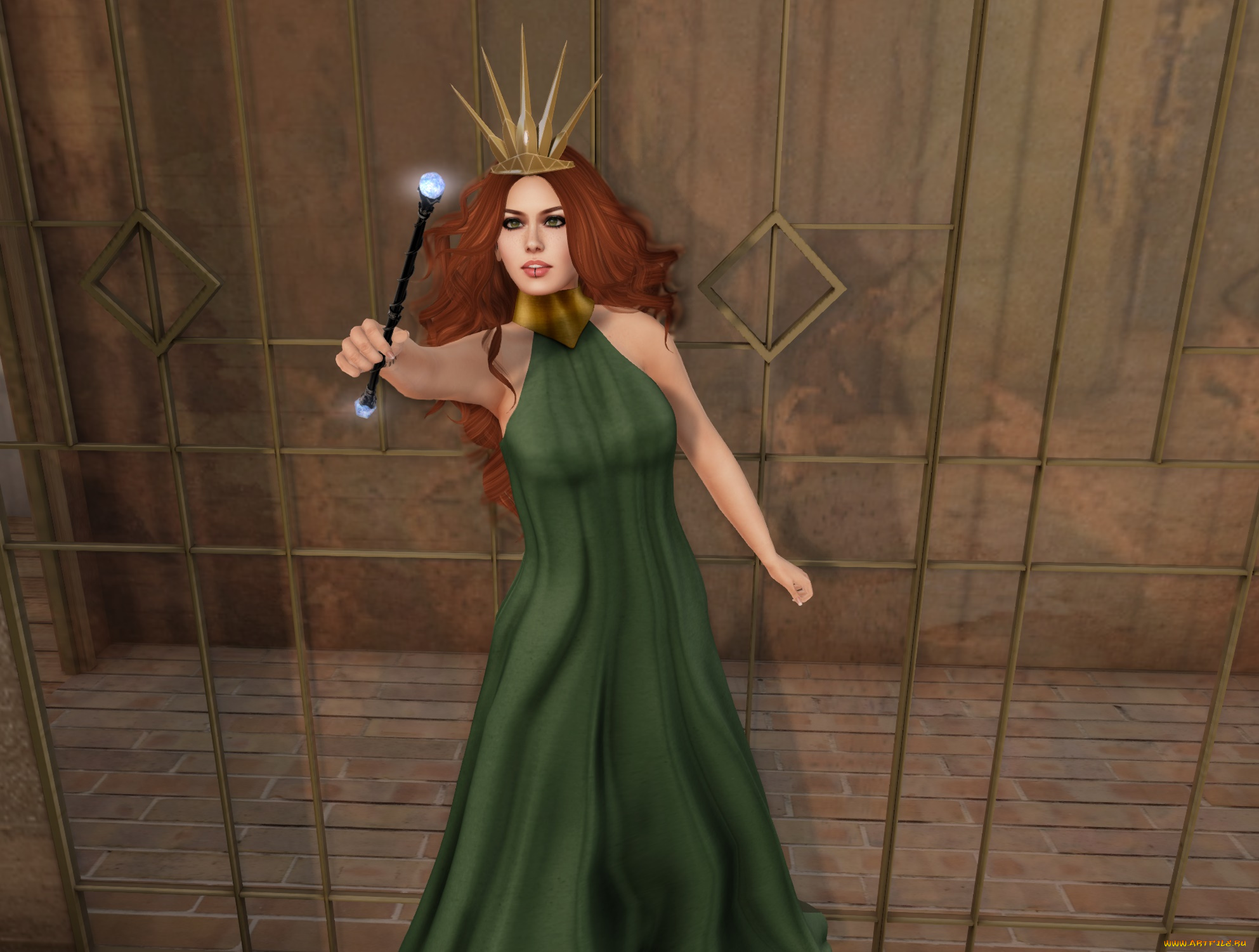 3д, графика, фантазия, , fantasy, рыжая, фон, взгляд, девушка