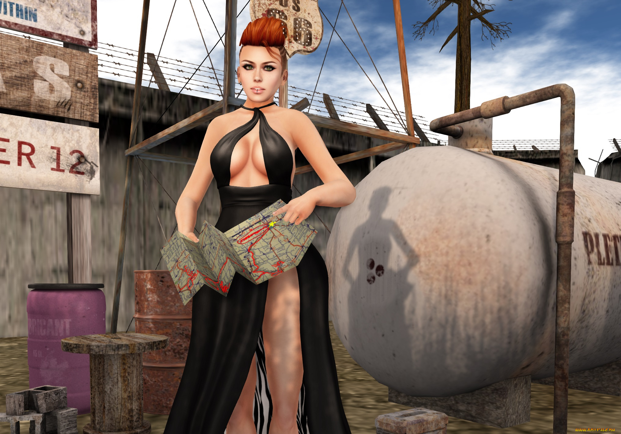 3д, графика, люди, , people, девушка, рыжая, интерьер, фон, взгляд