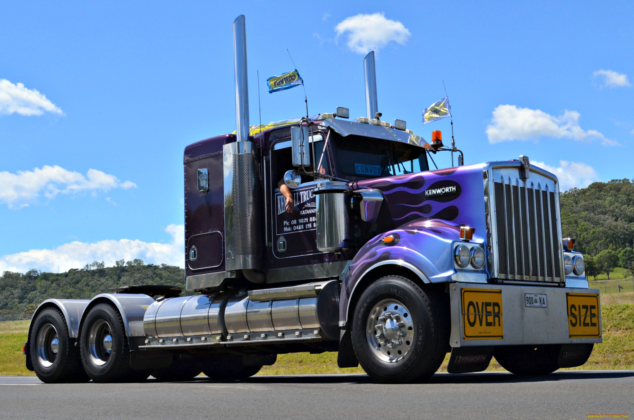 автомобили, kenworth, грузовик, тяжелый, тягач, седельный