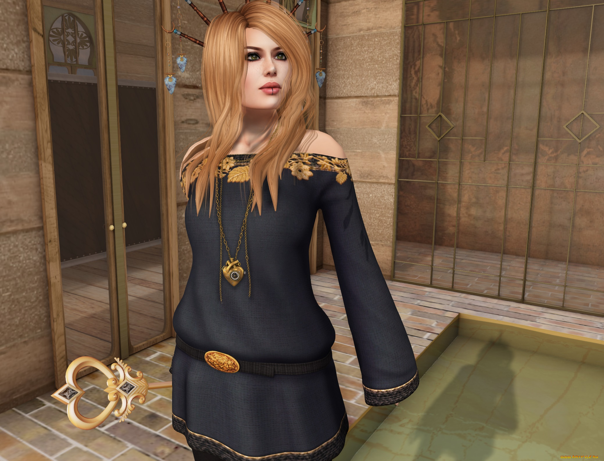 3д, графика, люди, , people, девушка, фон, рыжая, взгляд