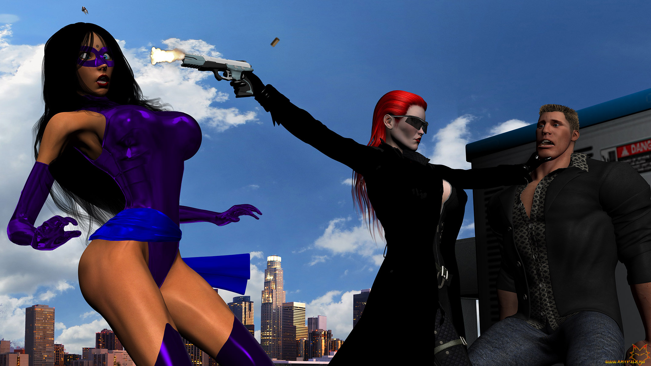 3д, графика, фантазия, , fantasy, девушки, оружие, фон, взгляд