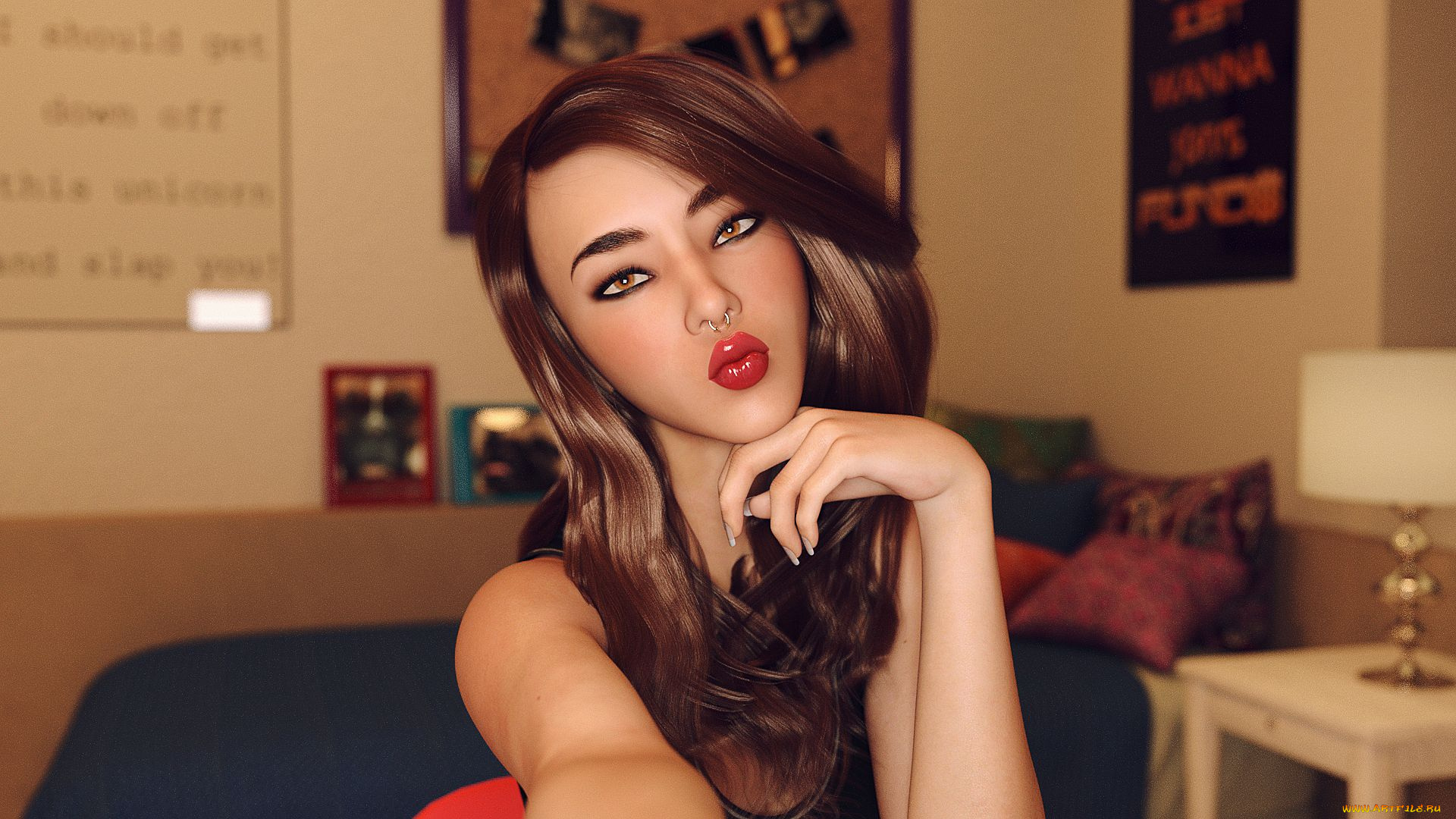 3д, графика, портрет, , portraits, фон, взгляд, девушка