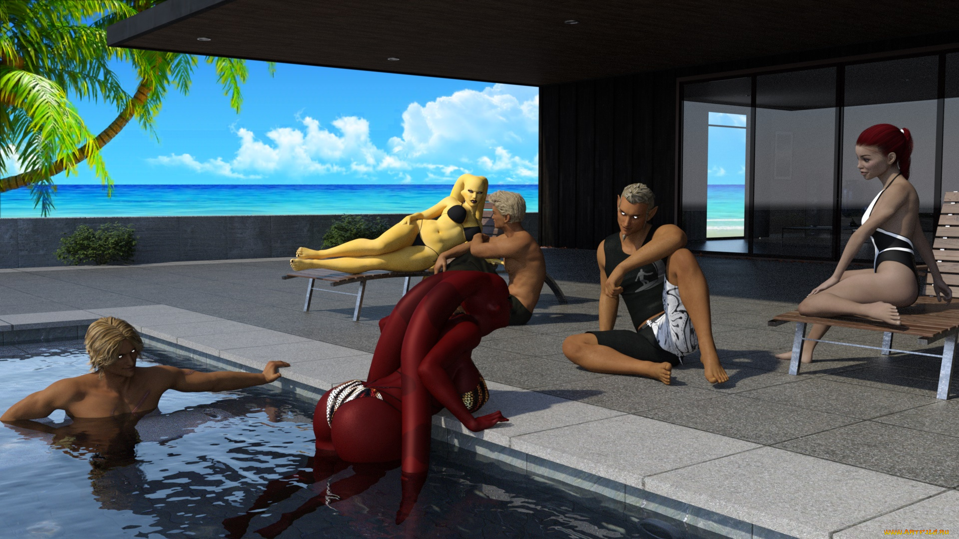 3д, графика, существа, , creatures, халки, взгляд, фон