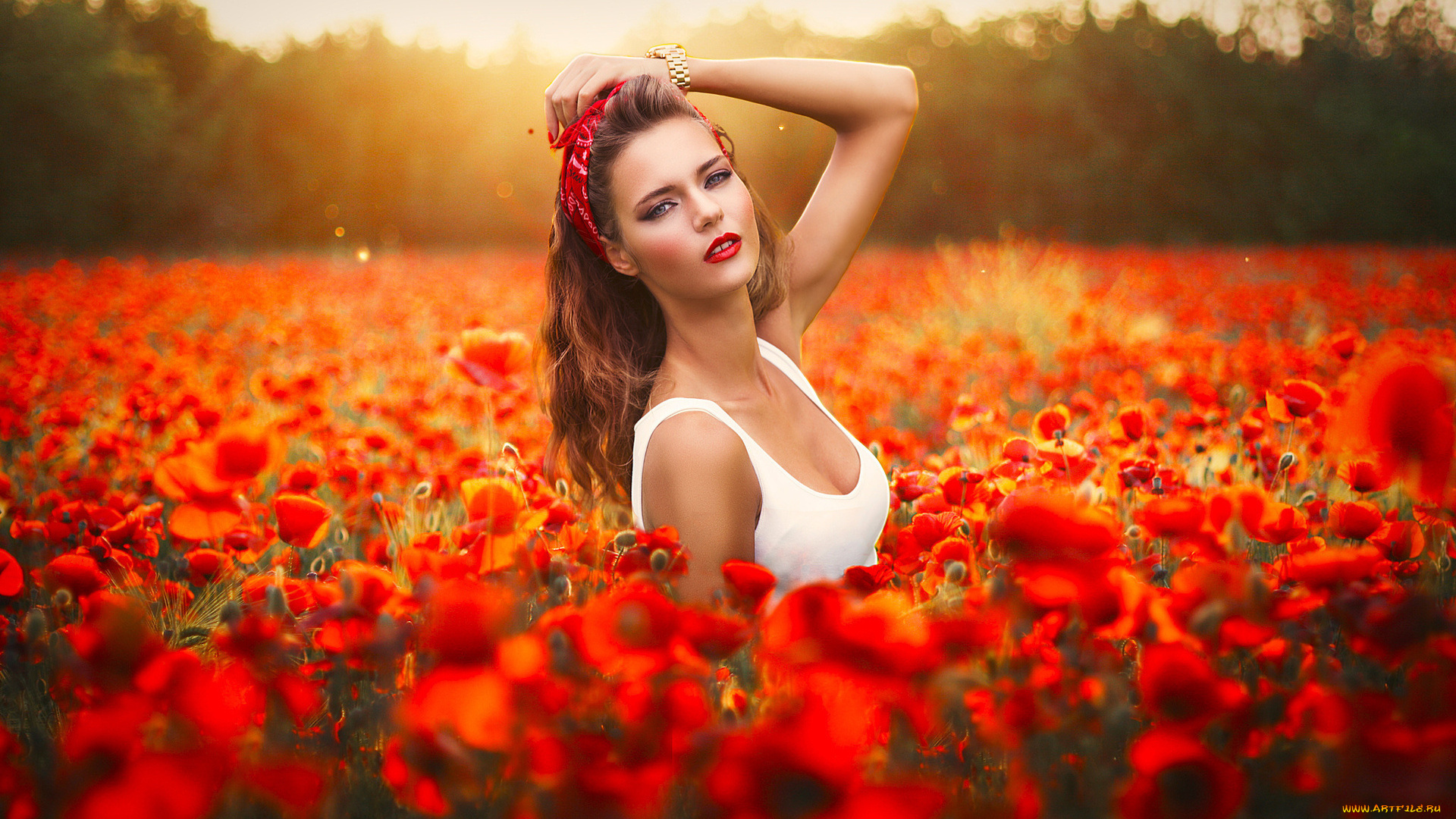 девушки, -unsort, , брюнетки, , шатенки, мак, цветы