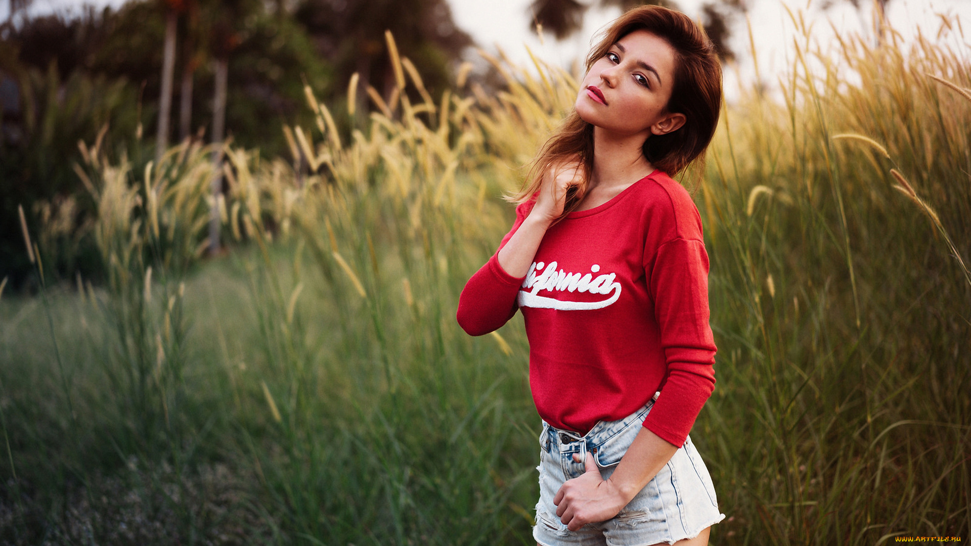 девушки, -unsort, , брюнетки, , шатенки, трава