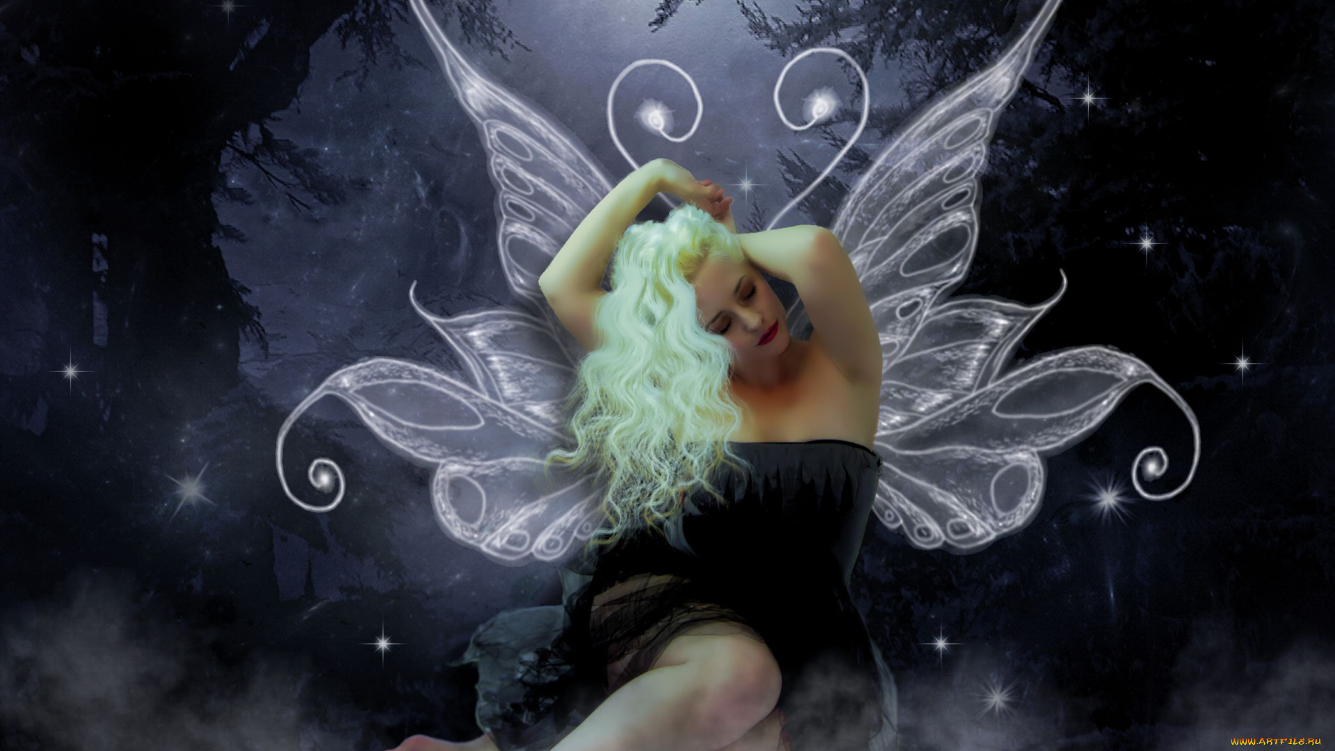 фэнтези, фотоарт, фон, крылья, девушка