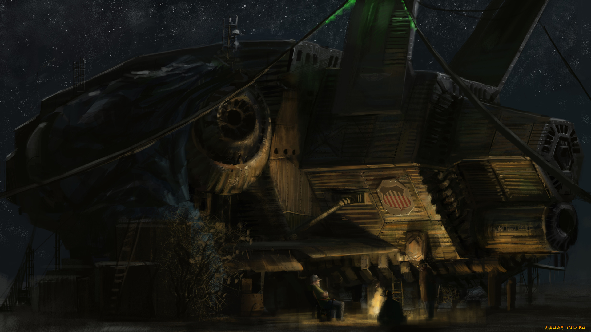 фэнтези, транспортные, средства, транспорт, мир, иной, люди, огонь, ночь