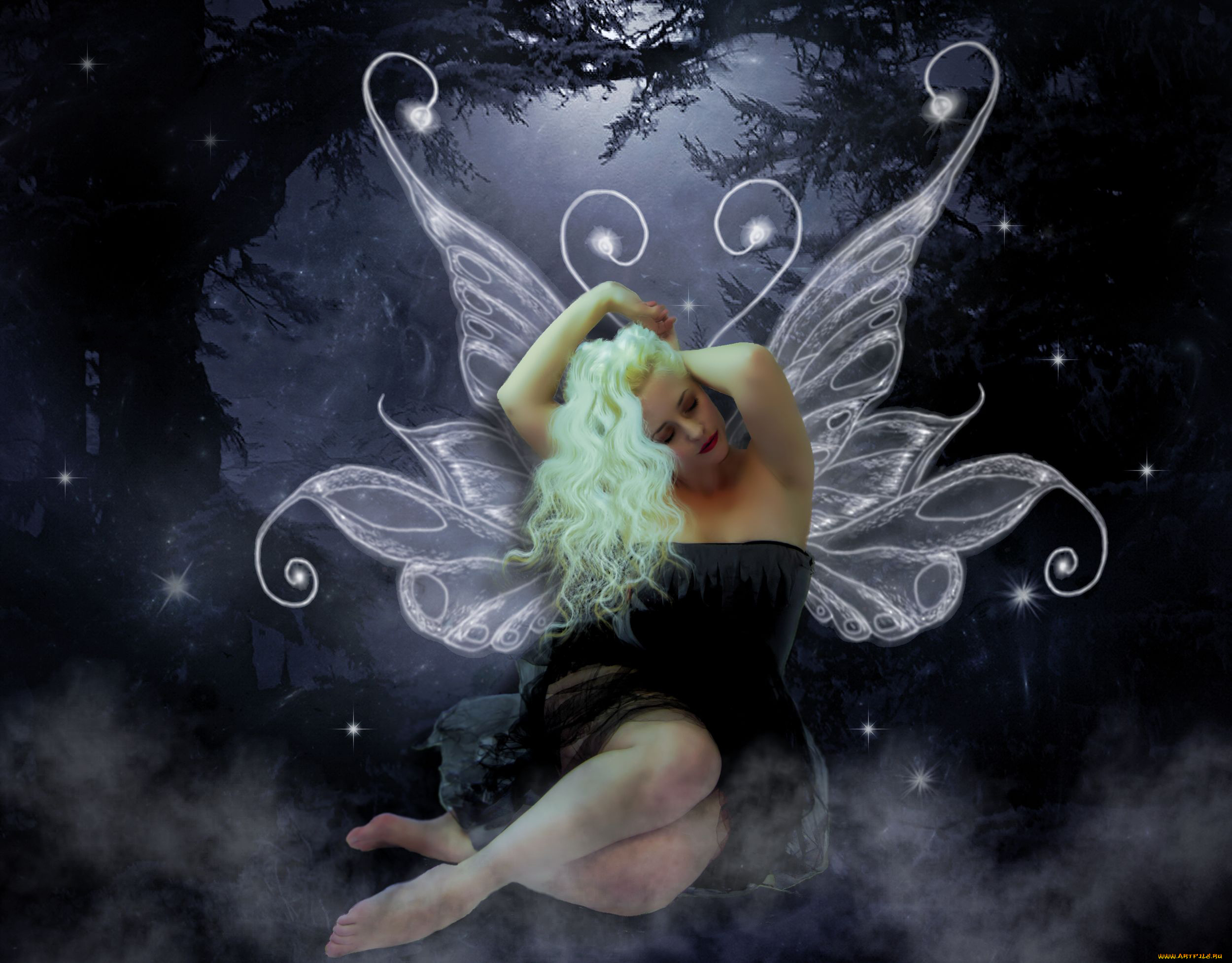 фэнтези, фотоарт, фон, крылья, девушка