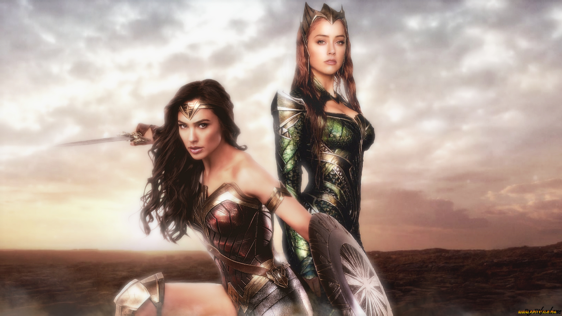 3д, графика, фантазия, , fantasy, девушки, взгляд, фон