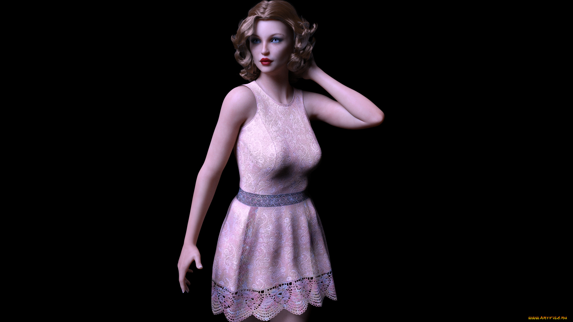 3д, графика, люди, , people, грудь, фон, взгляд, девушка