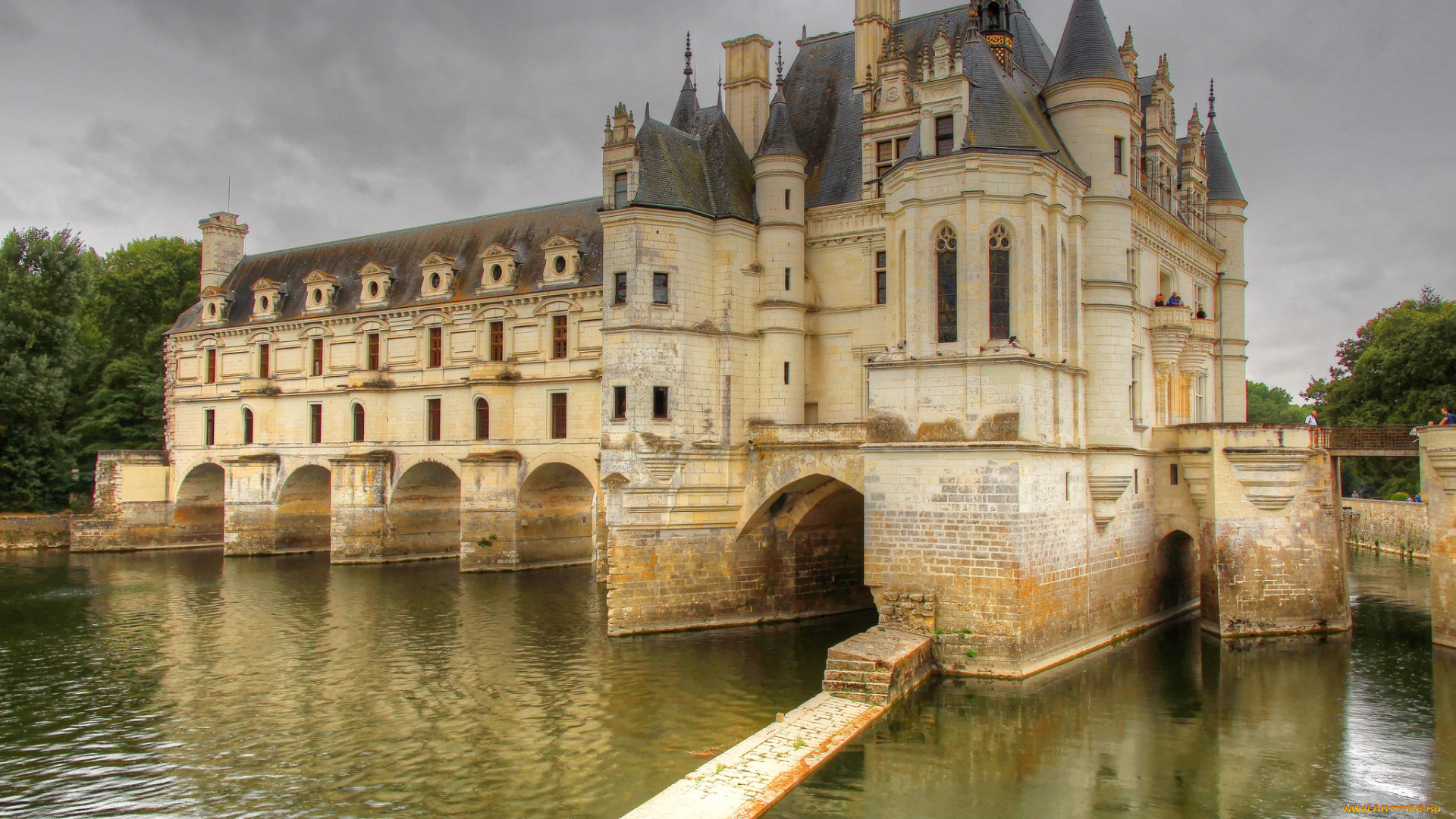 ch&, 226, teau, de, chenonceau, , france, города, замки, франции, замок, пруд